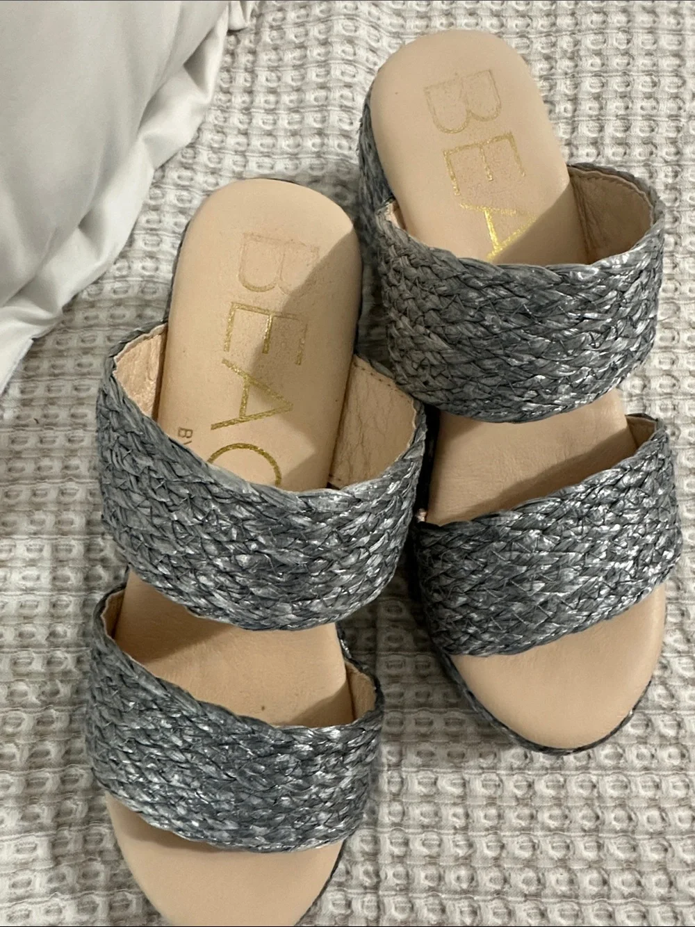 Coconuts by Matisse Silver Braided Double-Strap Platform Sandals
